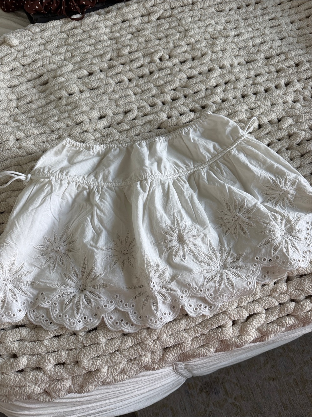 Free People White Eyelet Mini Skirt